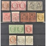 *French Colonies - General Issues, displayed on pages, with 1871-72 Napoleon 1c (8, incl. a block of