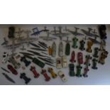 *Dinky Toys. A tray of assorted racing cars, domestic cars, aircraft and naval boats, in various