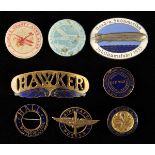 *Aviation Badges. A collection of pre-WWII badges, including 1933 Zeppelin badge, enamel with motto