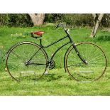 *A Solid-Tyred Safety Bicycle. A black-painted bicycle with good quality old-style nickel-plating