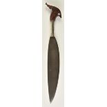 *Barong. An Indonesian sword, the typical 38.5cm steel blade with silver and carved wood hilt of