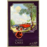 AC Acedes Cars 1927. A portrait-style brochure, 36 pp. and colour card cover, good editorial and