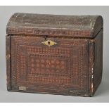 * Prisoner of War. A fine Napoleonic prisoner of war straw work box, the domed lid enclosing a