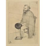 * Degas (Edgar, 1834-1917).  Manet assis à gauche, etching on heavy wove paper,  an  impression