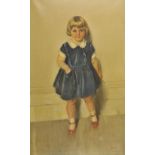 * Quinn (J., 20th century). Portrait of a young girl in red shoes, 1933, full length portrait in