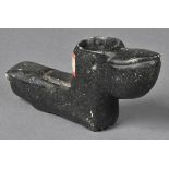 * Pipe. Early Native American Indian stone effigy pipe, carved as a pelican with manuscript label