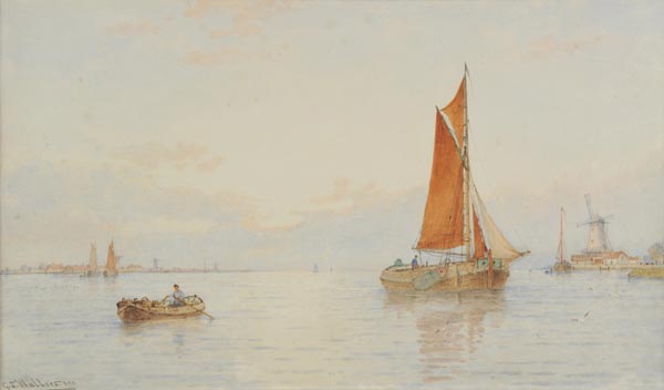 * Walters (George Stanfield, 1838-1924 ). Fishing boats coming into harbour, watercolour on paper,