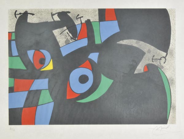 *ar   Miro (Joan, 1893-1983). Le Lezard aux Plumes d’Or (Plate VI), 1971, colour lithograph on Kochi