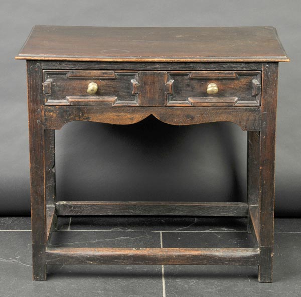 * Side Table. A 19th-century oak single drawer side table, in the 17th-century style, the