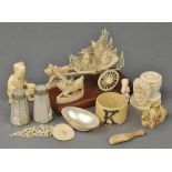 * Ivory. A collection of Japanese and Indian ivory, all early 20th century, circa 1900-1930,