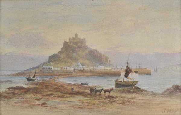 * Uren (John Clarkson Isaac, 1845-1932). St. Michael’s Mount, watercolour, showing St. Michael’s