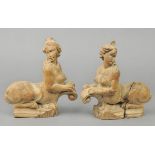 * Carved Figures. A pair of Regency carved wooden sphinxes, circa 1810, carved limewood, sometime