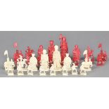 * Chess Pieces. Cantonese carved ivory chess pieces, 19th century, a group of thirty-one carved