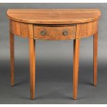* Side table. A George III mahogany and rosewood side table, the d end top above single drawer with
