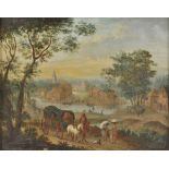 * Dutch School. Dutch river landscape with cart and figures, late 18th or early 19th century, oil