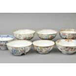 * Chinese Export Ware. A group of seven Chinese export porcelain bowls, each decorated with