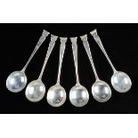 * Soup Spoons. A set of six George V silver soup spoons by Mappin & Webb, London 1914, each with