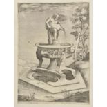 * Perret (Pieter, 1555-1639). Fountain with a Satyr holding a torso, 1581, engraving on laid paper,