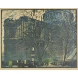 * Verpilleux (Emile Antoine, 1888-1964). St Pauls from Cheapside, 1912, colour lithograph on paper,