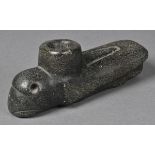 * Pipe. Early Native American Indian stone effigy pipe, carved as a parrot, detailed with feet