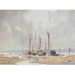 *Cardew (Sidney, 1931-). Cluster of Barges, watercolour, signed lower left, 27 x 36.5cm (10.5 x 14.