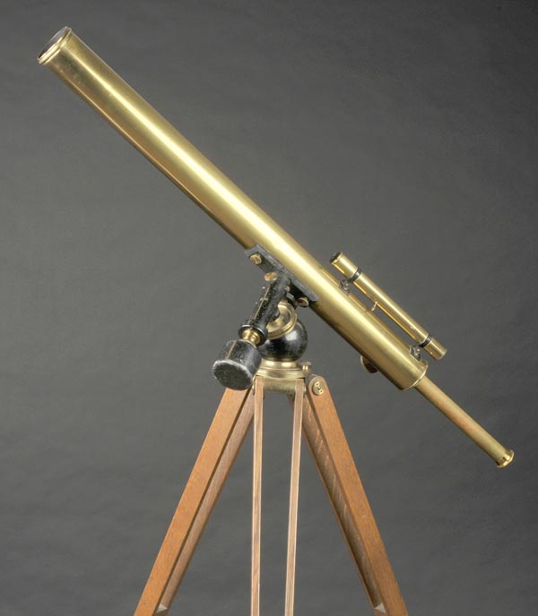 * Telescope. A 3-inch brass refracting telescope b J.H. Steward, London, signed on the back plate,