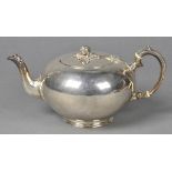 * Teapot. A Victorian squat silver teapot by John Wilmin Figg, London 1848, with melon finial,