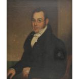 * German School. Half-length portrait of a seated gentleman, 19th century, oil on canvas, the