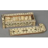 * Dominoes. A Napoleonic prisoner of war bone box containing dominoes, decorated with geometric