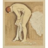 *ar  Knight (Dame Laura, 1877-1970). Putting on tights, [1926], etching with contemporary hand