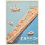 * Anonymous. Greece. Aegean Island Jetty, 1948, colour lithograph poster, printed by Aspioti-Elka