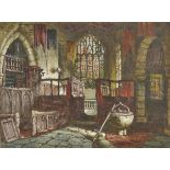 * Rayner (Margaret, 1837-1920). Interior of the Chapel at Haddon Hall, Derbyshire, watercolour and