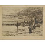 * Hayden (Francis Seymour, 1818-1910). Battersea Bridge, 1868, etching, signed in pencil to lower