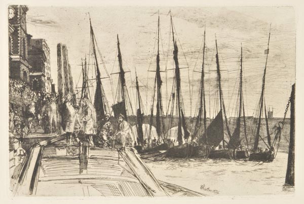 * Whistler (James Abbott MacNeill, 1834-1903). Billingsgate, etching on pale cream laid paper,