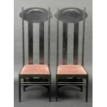 * Charles Rennie Mackintosh. A pair of modern Argyle chairs by Cassina, each with traditional high