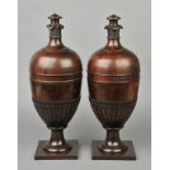 * Cutlery Urns. A pair of fine George III-style mahogany cutlery urns, each of pedestal form with
