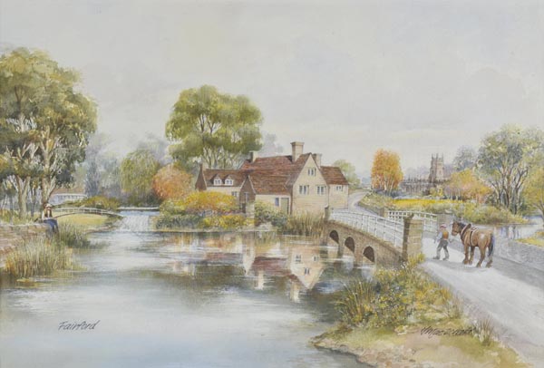 Gloucestershire. Arlington Row, Bibury, & Fairford, by Tom MacDonald,  together two watercolours
