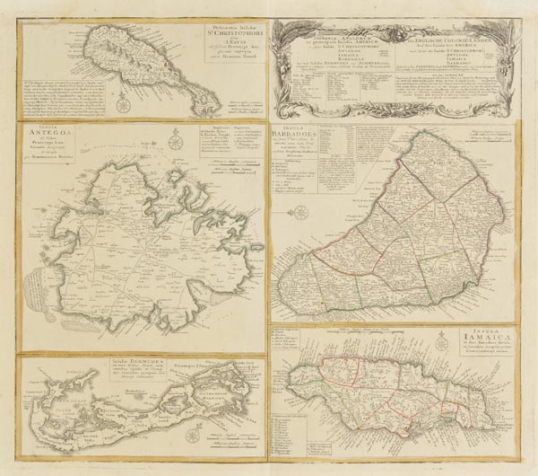 West Indies. Homann (Johann Baptist, heirs of), Dominia Anglorum in Praecipuis Insulis