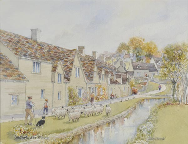Gloucestershire. Arlington Row, Bibury, & Fairford, by Tom MacDonald,  together two watercolours - Image 2 of 2