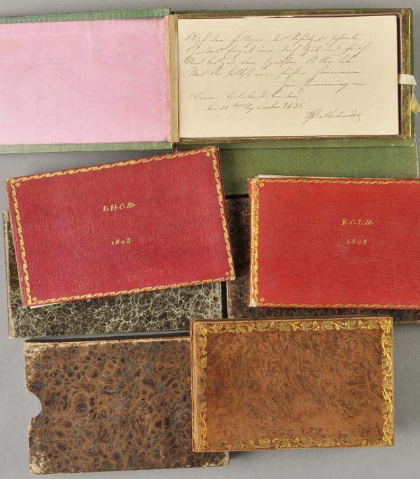 Bindings. Five album amicorum, German, early 19th century,  five albums, each with approximately