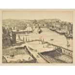 *Nixon (Job, 1891-1938). Dieppe Harbour, 1929,  etching on wove paper, signed in ink, additionally