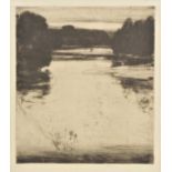 *@Cameron (David Young, 1865-1945). Afterglow on the Findhorn,  etching with drypoint on japan
