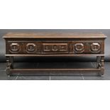 *Dresser base. An 18th-century dresser base,  with three drawers each with geometric carved fronts