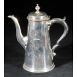 *Coffee pot. A George II silver coffee pot, by John Edwards II London 1736,  of plain tapered form