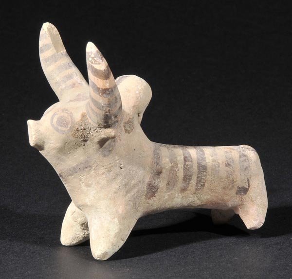 *Harappan Figure. A Harappan ceramic figure of a bull, Indus Valley, 2nd century BC,  moulded