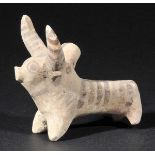 *Harappan Figure. A Harappan ceramic figure of a bull, Indus Valley, 2nd century BC,  moulded