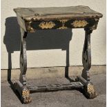 *Sewing Table. A Regency japanned sewing table,  finely decorated in gold lacquer with Chinese