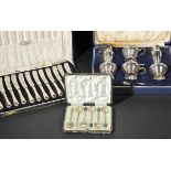 *Mixed Silver. A cased silver condiment set by Mappin & Webb, Birmingham 1934,  comprising two