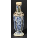 *Martin Brothers. An early period pottery shoulder vase by R.W. Martin,  with blue, green and