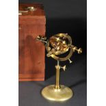 *Gyroscope. A Victorian lacquered brass gyroscope by F.E. Becker & Co,  25cm high, in a mahogany box